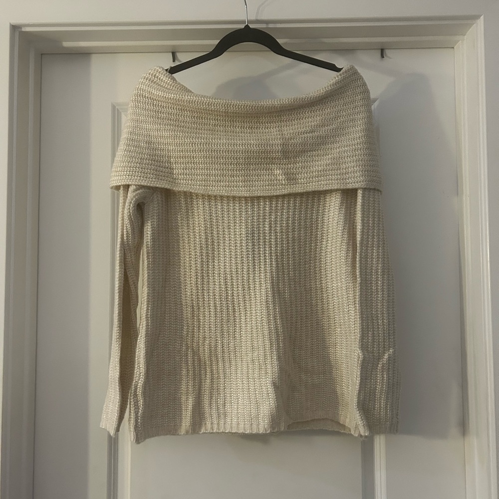 White House Black Market- Cream knit, off the shoulder sweater
